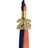Navy Blue/Orange Graduation Tassel with Gold Bling Charm by Wholesale Grad Supply