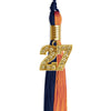 Navy Blue/Orange Graduation Tassel with Gold Bling Charm by Wholesale Grad Supply