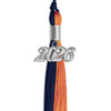 Navy Blue/Orange Graduation Tassel with Silver Bling Charm by Wholesale Grad Supply