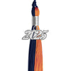 Navy Blue/Orange Graduation Tassel with Silver Bling Charm by Wholesale Grad Supply