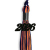 Navy Blue/Orange Mixed Color Graduation Tassel with Black Bling Charm by Wholesale Grad Supply