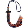 Navy Blue/Orange Mixed Color Graduation Tassel with Black Bling Charm by Wholesale Grad Supply