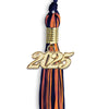 Navy Blue/Orange Mixed Color Graduation Tassel with Gold Bling Charm by Wholesale Grad Supply