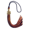 Navy Blue/Orange Mixed Color Graduation Tassel with Gold Bling Charm by Wholesale Grad Supply