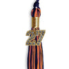 Navy Blue/Orange Mixed Color Graduation Tassel with Gold Bling Charm by Wholesale Grad Supply
