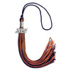 Navy Blue/Orange Mixed Color Graduation Tassel with Silver Bling Charm by Wholesale Grad Supply