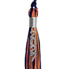 Navy Blue/Orange Mixed Color Graduation Tassel with Stacked Silver Date Drop by Wholesale Grad Supply