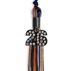 Navy Blue/Orange/Silver Mixed Color Graduation Tassel with Black Bling Charm by Wholesale Grad Supply