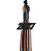 Navy Blue/Orange/Silver Mixed Color Graduation Tassel with Black Bling Charm by Wholesale Grad Supply