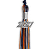 Navy Blue/Orange/Silver Mixed Color Graduation Tassel with Silver Bling Charm by Wholesale Grad Supply