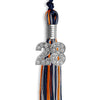 Navy Blue/Orange/Silver Mixed Color Graduation Tassel with Silver Bling Charm by Wholesale Grad Supply