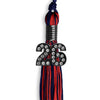 Navy Blue/Red Mixed Color Graduation Tassel with Black Bling Charm by Wholesale Grad Supply