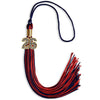 Navy Blue/Red Mixed Color Graduation Tassel with Gold Bling Charm by Wholesale Grad Supply