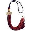 Navy Blue/Red Mixed Color Graduation Tassel with Gold Bling Charm by Wholesale Grad Supply