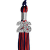Navy Blue/Red Mixed Color Graduation Tassel with Silver Bling Charm by Wholesale Grad Supply