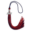 Navy Blue/Red Mixed Color Graduation Tassel with Silver Bling Charm by Wholesale Grad Supply