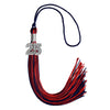Navy Blue/Red Mixed Color Graduation Tassel with Silver Bling Charm by Wholesale Grad Supply