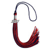 Navy Blue/Red Mixed Color Graduation Tassel with Silver Bling Charm by Wholesale Grad Supply