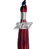 Navy Blue/Red Mixed Color Graduation Tassel with Silver Bling Charm by Wholesale Grad Supply