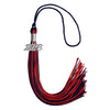 Navy Blue/Red Mixed Color Graduation Tassel with Silver Bling Charm by Wholesale Grad Supply