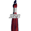 Navy Blue/Red Mixed Color Graduation Tassel with Silver Bling Charm by Wholesale Grad Supply