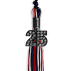 Navy Blue/Red/White Mixed Color Graduation Tassel with Black Bling Charm by Wholesale Grad Supply