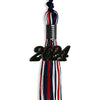 Navy Blue/Red/White Mixed Color Graduation Tassel with Black Bling Charm by Wholesale Grad Supply