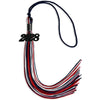 Navy Blue/Red/White Mixed Color Graduation Tassel with Black Bling Charm by Wholesale Grad Supply