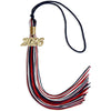 Navy Blue/Red/White Mixed Color Graduation Tassel with Gold Bling Charm by Wholesale Grad Supply