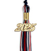 Navy Blue/Red/White Mixed Color Graduation Tassel with Gold Bling Charm by Wholesale Grad Supply