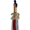 Navy Blue/Red/White Mixed Color Graduation Tassel with Gold Bling Charm by Wholesale Grad Supply