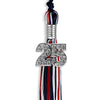 Navy Blue/Red/White Mixed Color Graduation Tassel with Silver Bling Charm by Wholesale Grad Supply