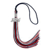 Navy Blue/Red/White Mixed Color Graduation Tassel with Silver Bling Charm by Wholesale Grad Supply