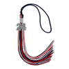 Navy Blue/Red/White Mixed Color Graduation Tassel with Silver Bling Charm by Wholesale Grad Supply