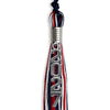 Navy Blue/Red/White Mixed Color Graduation Tassel with Silver Stacked Date Drop by Wholesale Grad Supply
