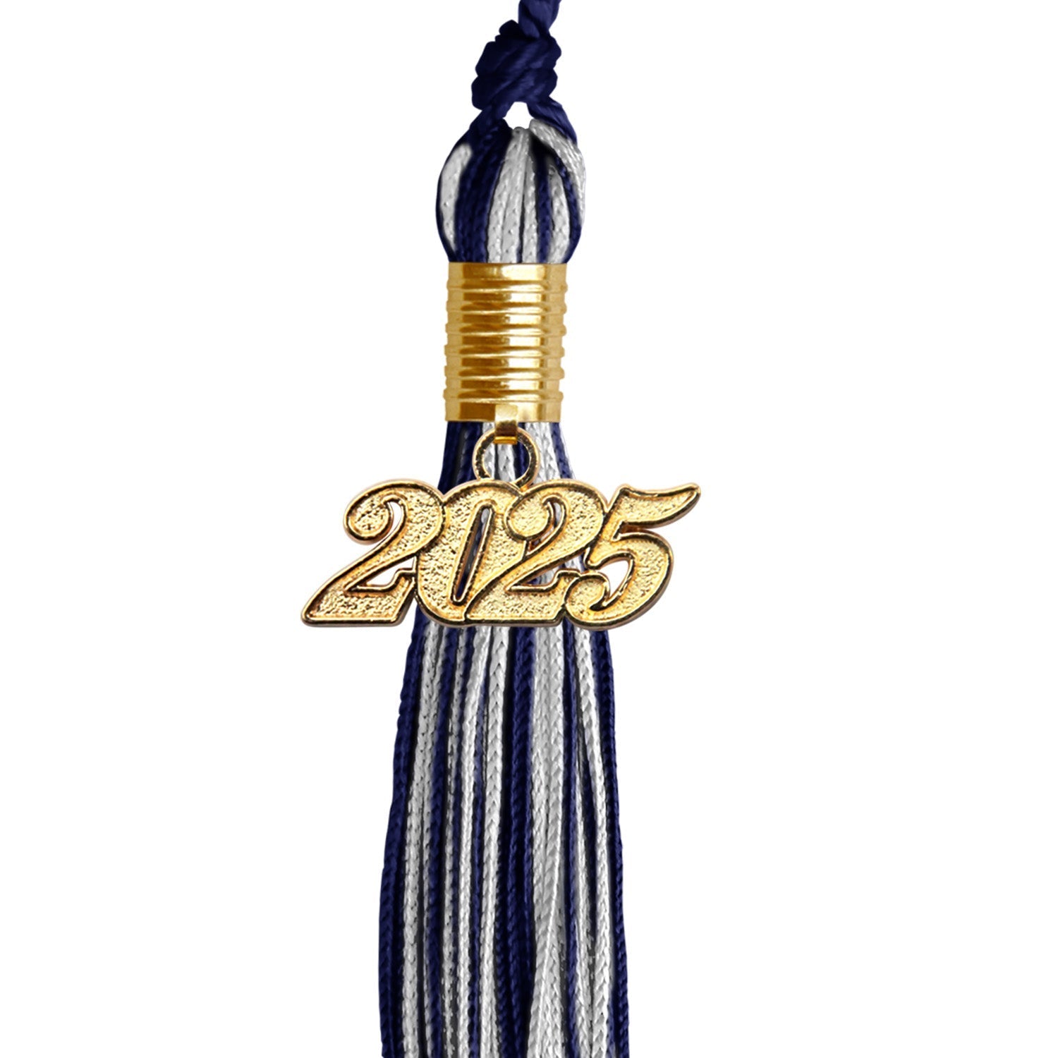 Navy Blue/Silver Green Mixed Color Graduation Tassel with Gold Bling Charm by Wholesale Grad Supply