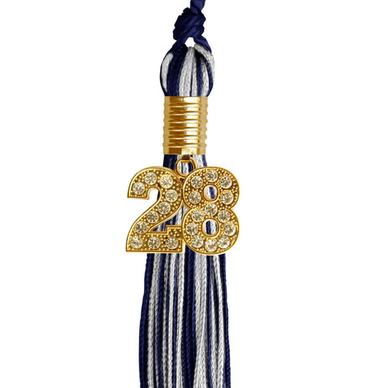 Navy Blue/Silver Green Mixed Color Graduation Tassel with Gold Bling Charm by Wholesale Grad Supply