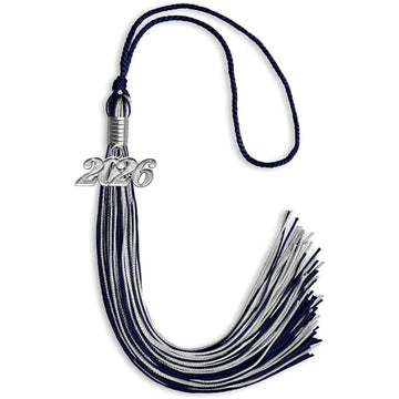 Navy Blue/Silver Mixed Color Graduation Tassel with Silver Bling Charm by Wholesale Grad Supply