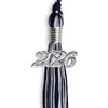 Navy Blue/Silver Mixed Color Graduation Tassel with Silver Bling Charm by Wholesale Grad Supply