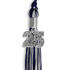 Navy Blue/Silver Mixed Color Graduation Tassel with Silver Bling Charm by Wholesale Grad Supply