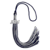 Navy Blue/Silver Mixed Color Graduation Tassel with Silver Bling Charm by Wholesale Grad Supply