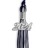 Navy Blue/Silver Mixed Color Graduation Tassel with Silver Bling Charm by Wholesale Grad Supply