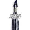 Navy Blue/Silver Mixed Color Graduation Tassel with Silver Bling Charm by Wholesale Grad Supply