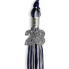 Navy Blue/Silver Mixed Color Graduation Tassel with Silver Bling Charm by Wholesale Grad Supply