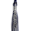 Navy Blue/Silver Mixed Color Graduation Tassel with Stacked Silver Date Drop by Wholesale Grad Supply