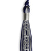 Navy Blue/Silver Mixed Color Graduation Tassel with Stacked Silver Date Drop by Wholesale Grad Supply