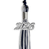 Navy Blue/Silver/White Mixed Color Graduation Tassel with Silver Bling Charm by Wholesale Grad Supply