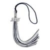 Navy Blue/Silver/White Mixed Color Graduation Tassel with Silver Bling Charm by Wholesale Grad Supply