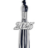 Navy Blue/Silver/White Mixed Color Graduation Tassel with Silver Bling Charm by Wholesale Grad Supply