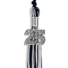 Navy Blue/Silver/White Mixed Color Graduation Tassel with Silver Bling Charm by Wholesale Grad Supply